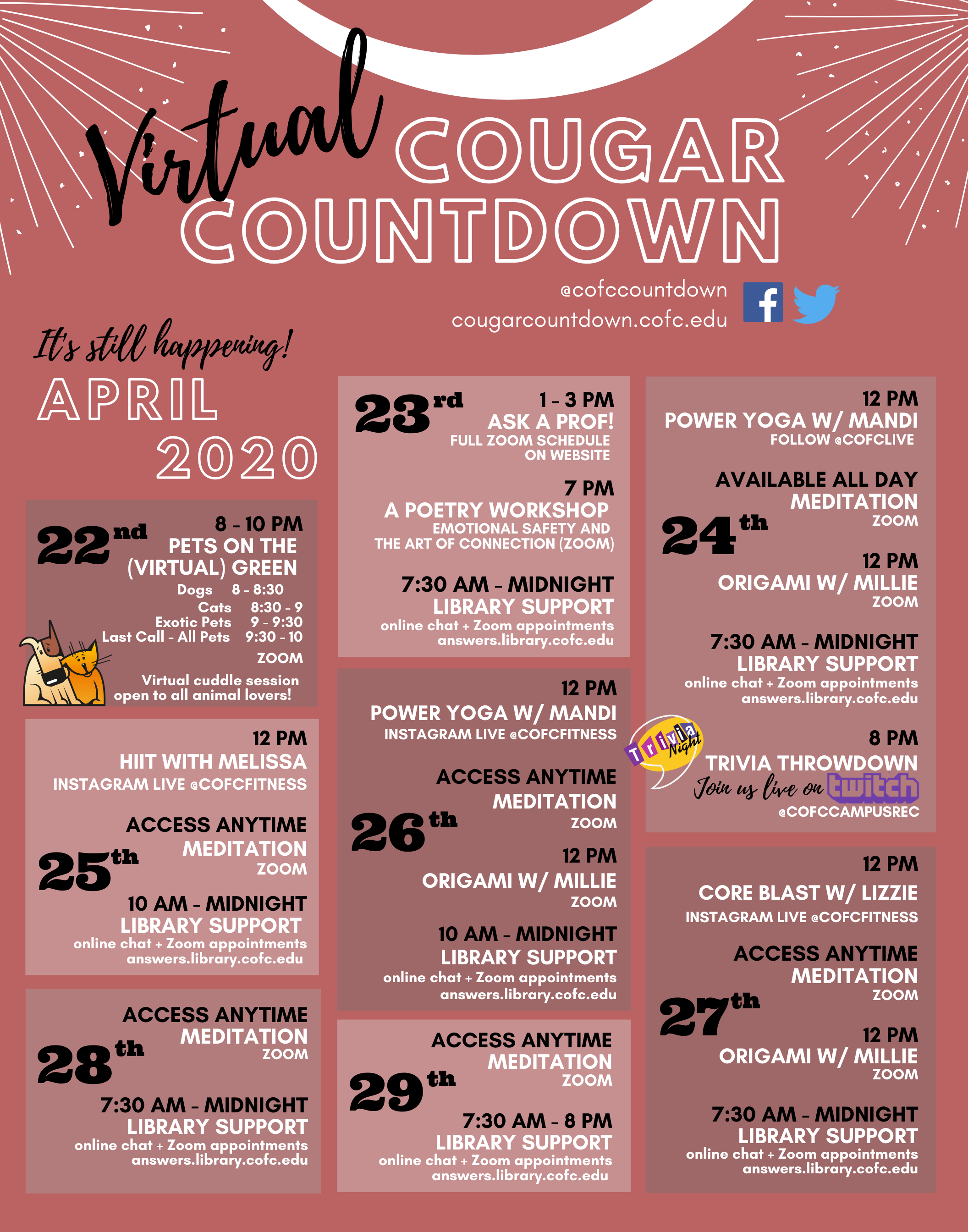 Cougar-Countdown-Calendar April 22-29 | Virtual Cougar Countdown