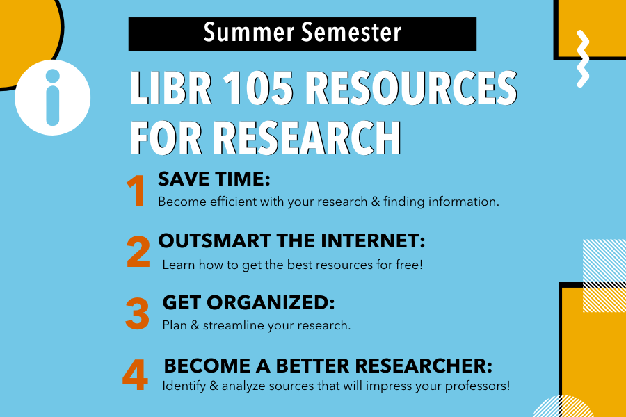 LIBR-105-1 Summer LIBR Course Offerings