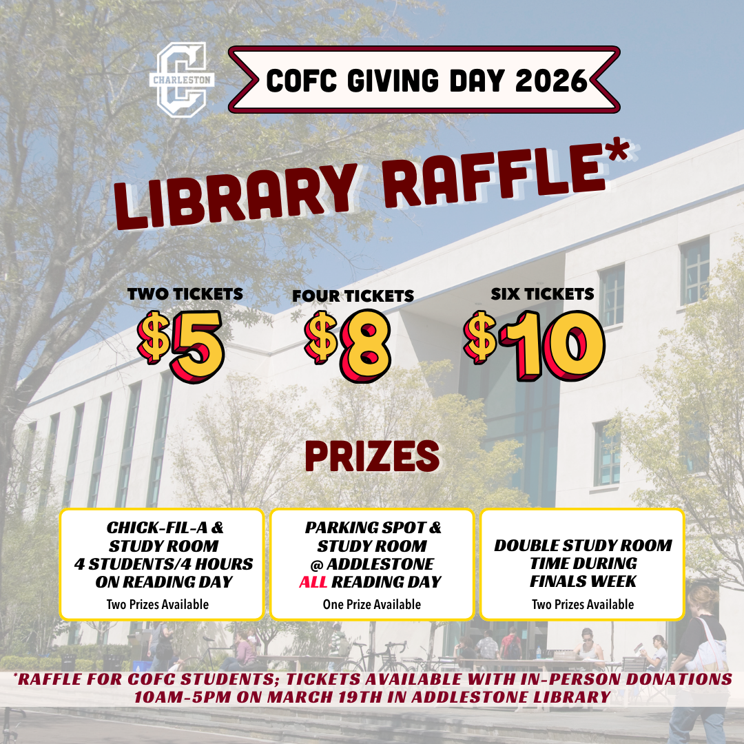 CofC Giving Day 2026 Library Raffle Graphic
